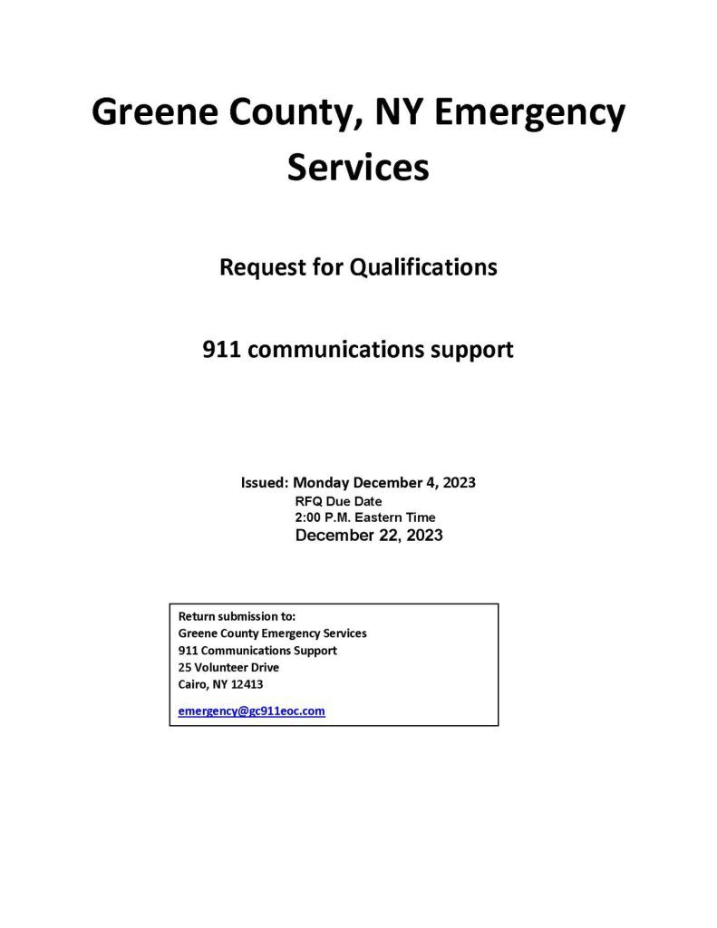 RFQ 911 Communications Support Greene County Emergency Services Page 1