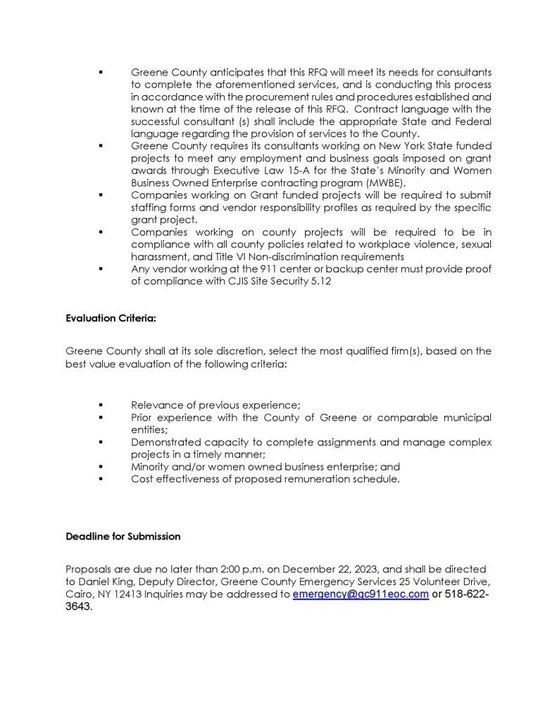 RFQ 911 Communications Support Greene County Emergency Services Page 4