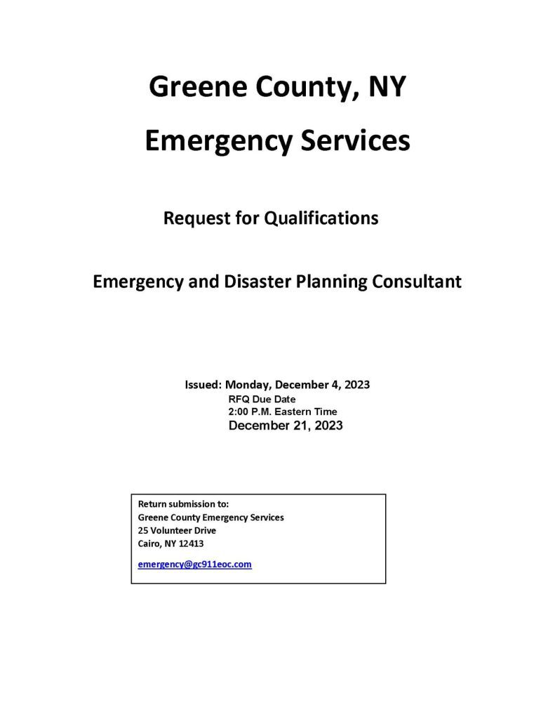 RFQ Emergency and Disaster Planning Consultant Greene County Emergency Services Page 1