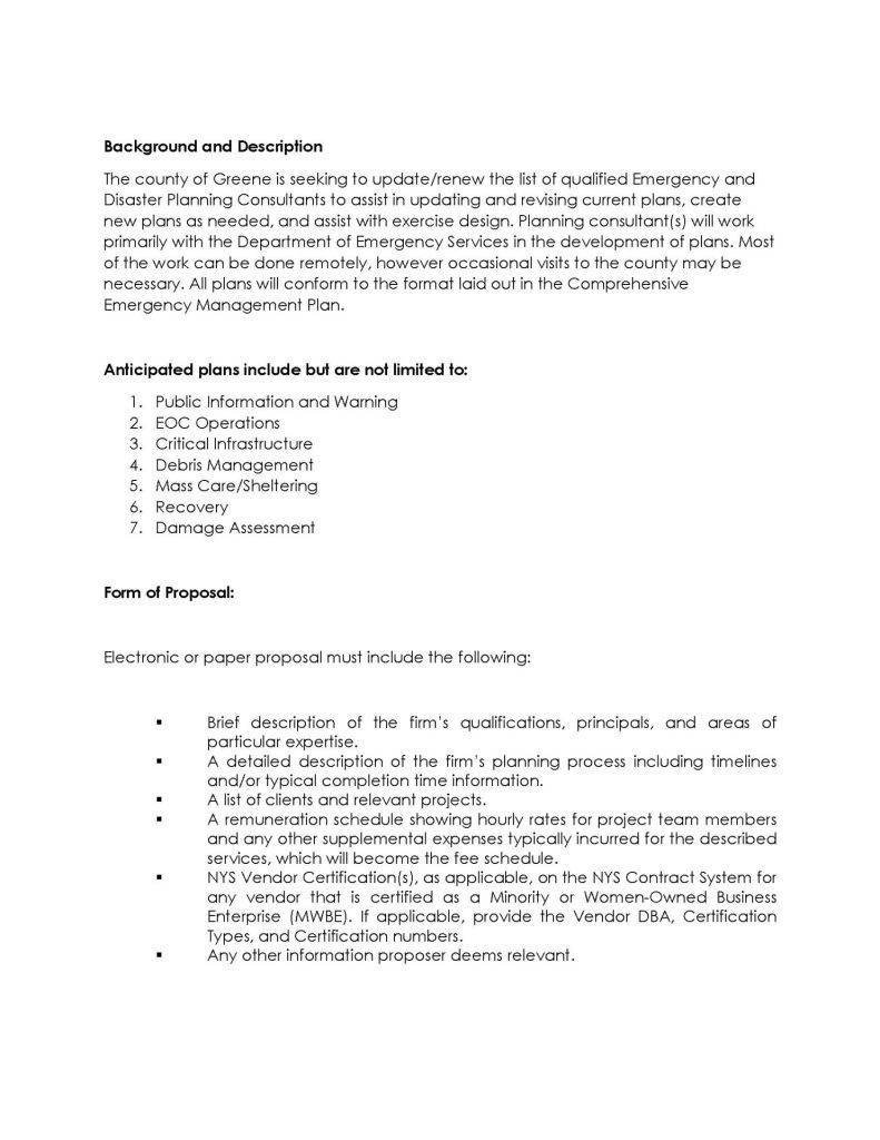 RFQ Emergency and Disaster Planning Consultant Greene County Emergency Services Page 2