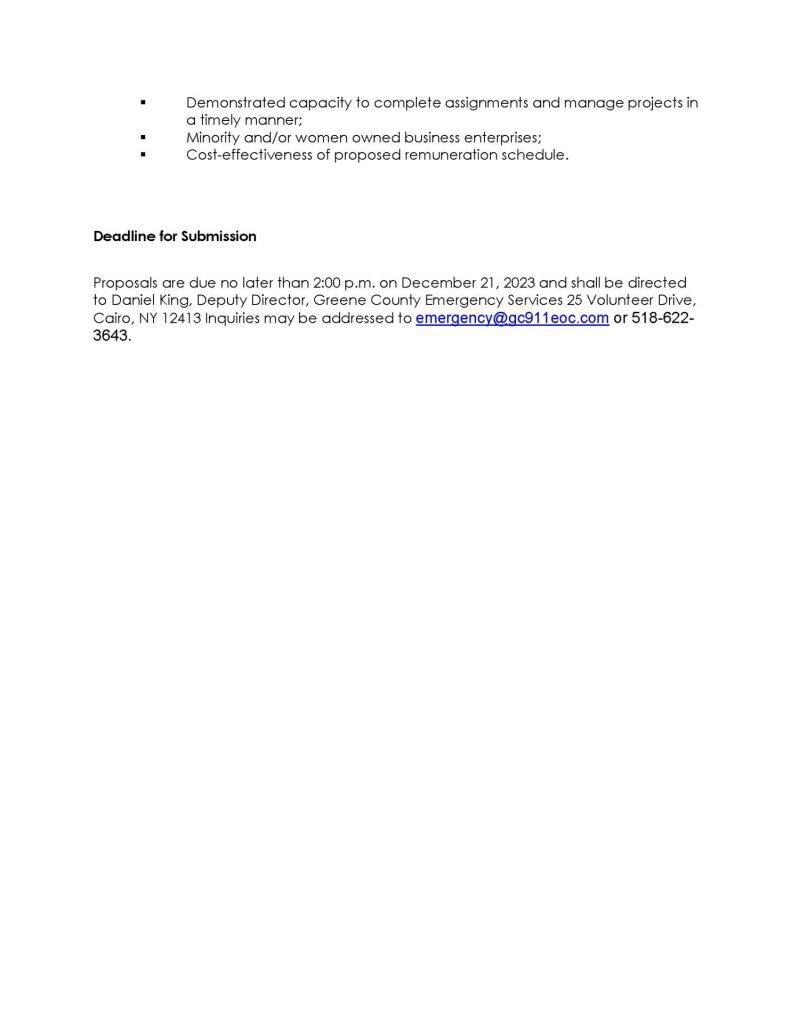 RFQ Emergency and Disaster Planning Consultant Greene County Emergency Services Page 4